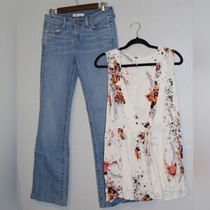 Free People Tie Tunic Vest & Lowrise Bootcut Levis